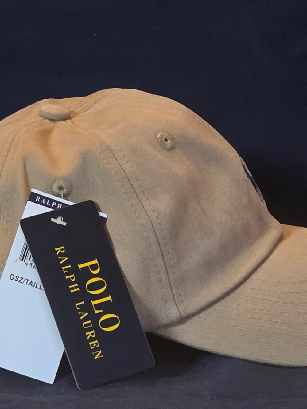 Polo by Ralph Lauren Khaki Cap with Navy Polo Player - Picture 14 of 15